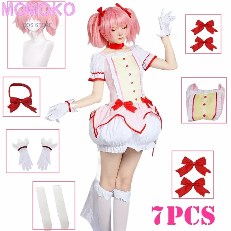 Cosplay Anime Magical Girl Kaname Madoka Cosplay Kostüm Bogen Pfeil Magica Kaname Kleid Perücke Kaname Madoka Outfits für Comic Con