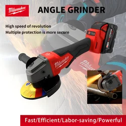 Milwaukee 125mm/100mm Braking Brushless Angle Grinder 3 Gears M14 Electric Cordless Polishing Variable Speed Cutting Power Tool