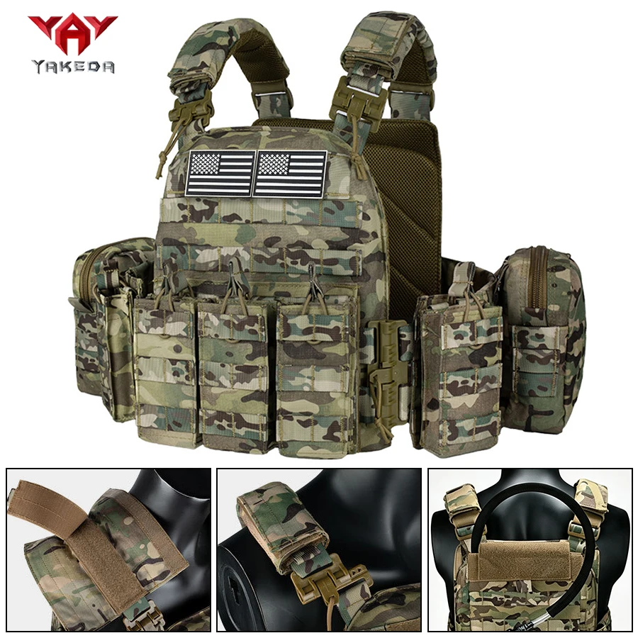 YAKEDA Adjustable outdoor quick release vest, detachable storage accessory bag, high-density wear-resistant training vest