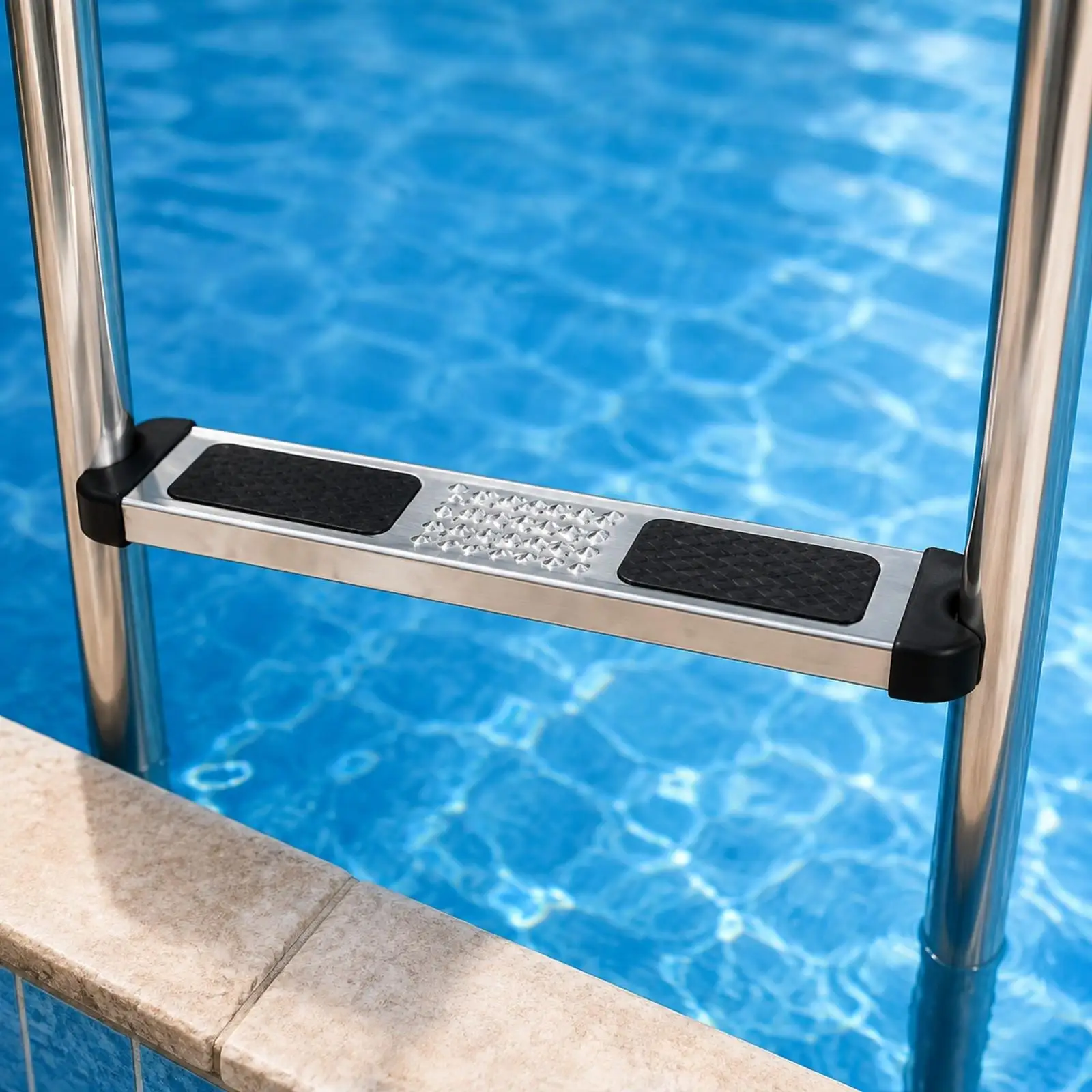 Pool Ladder Step Stainless Steel Pool Ladder Step with End Caps Anti-Slip Textured