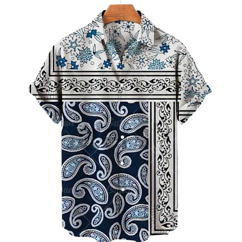 Men's Hawaiian shirt 3D fashionable imported clothing, cashew flower printed single-breasted men's top 2025 casual dress