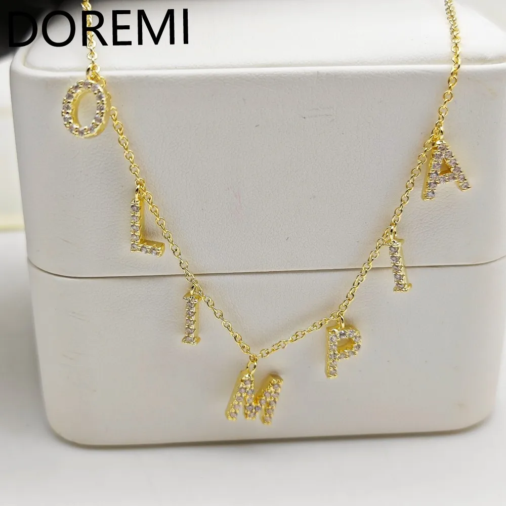 DOREMI مجوهرات مخصصة هدية تصميم النساء قلادة رسائل اسم مخصص اللون تشيكوسلوفاكيا 9 مللي متر حجم الحروف الأولية المختنق سلسلة قلادة #3