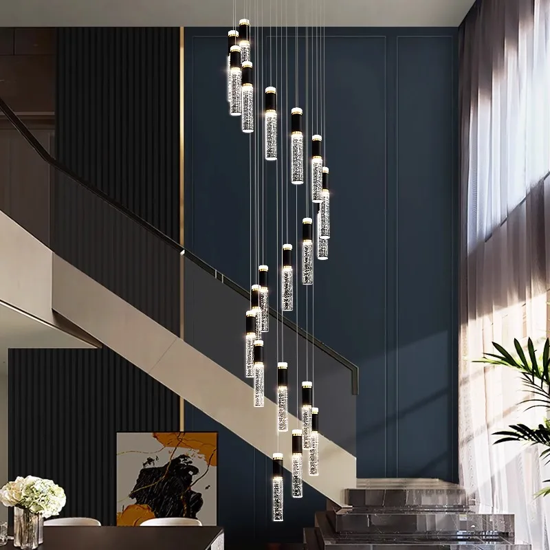 Imagem -02 - Modern Crystal Chandelier For Home Decoration Stair Pendant Lamp Living Room Pendant Lights Iluminação Interior