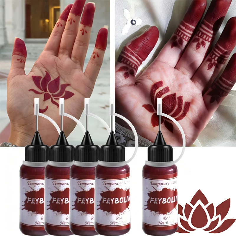 1pc,3pcs,5pcs,Long-lasting Temporary Red Henna Tattoo Gel for Creative Body Art Parties,Carnival,Various Festivals Role Play
