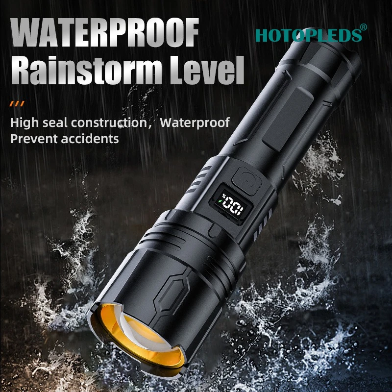 

White Laser Emergency Zoom Flashlight Outdoor Electric Display Long Battery Life Long-range Intelligent Strong Light Flashlight