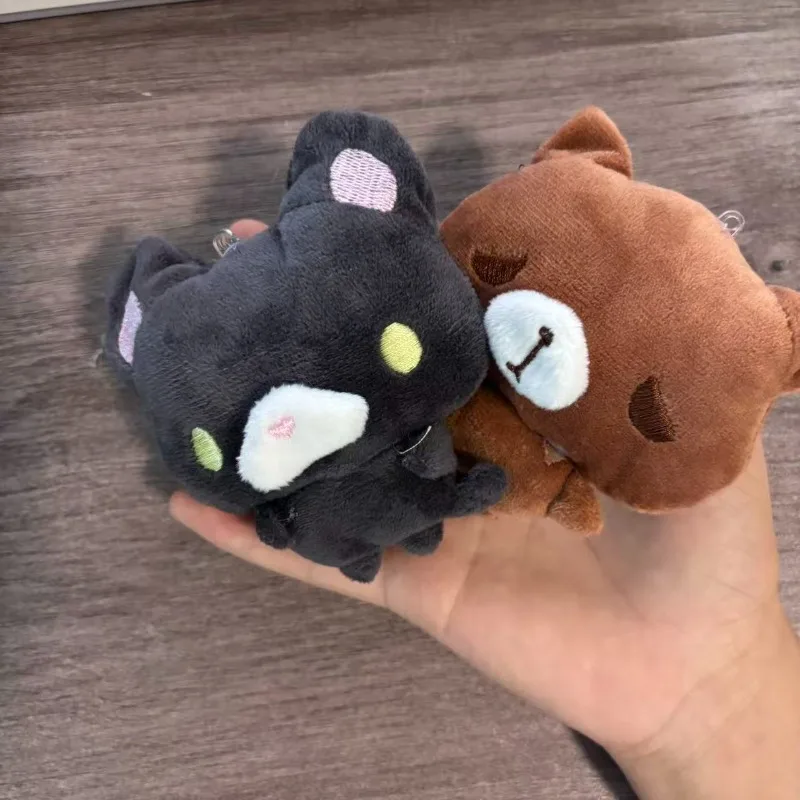 Adorable Brown Bear and Little Black Cat Plush Toy Pendant Cartoon-style Cute Book Bag Decoration Small Pendant view 3