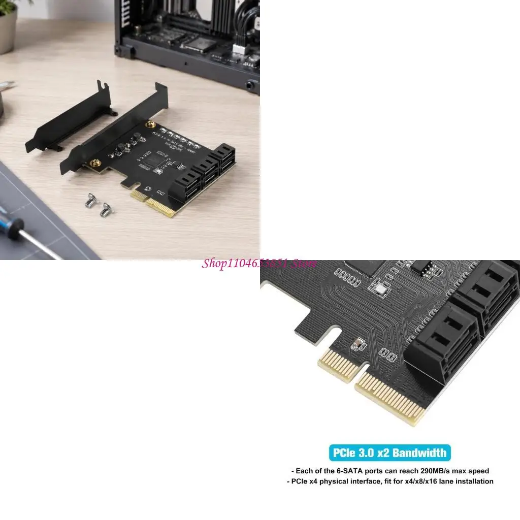 PCIE 6Sata Storage Add-In Card for 6 Internal Devices in Desktop Computers, Expands System Capacity for Hard Disks and Other