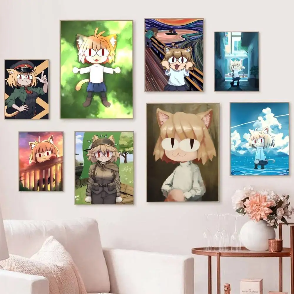 Funny Cartoon Anime N-Neco-A-Arc Posters Self Adhesive Waterproof Ideal For Living Room Bedroom Bar Decoration