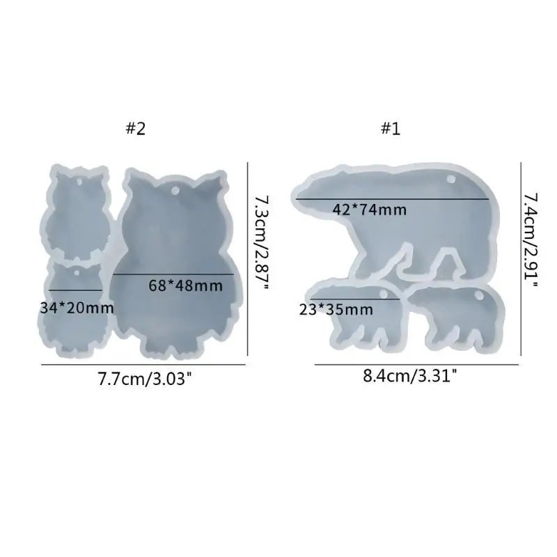 A52E Bear Owl Beow Ceinchains Mould Diy Epoxy Craft Necklace Keychain Jewelry Mouldry