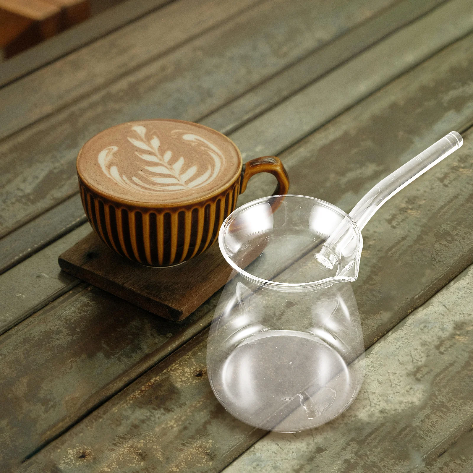 2 قطعة 450 مللي أواني القهوة التركية السميكة الشفافة البورسليكات الزجاج الحليب باخرة مقاومة للحرارة قبضة أنيقة #1