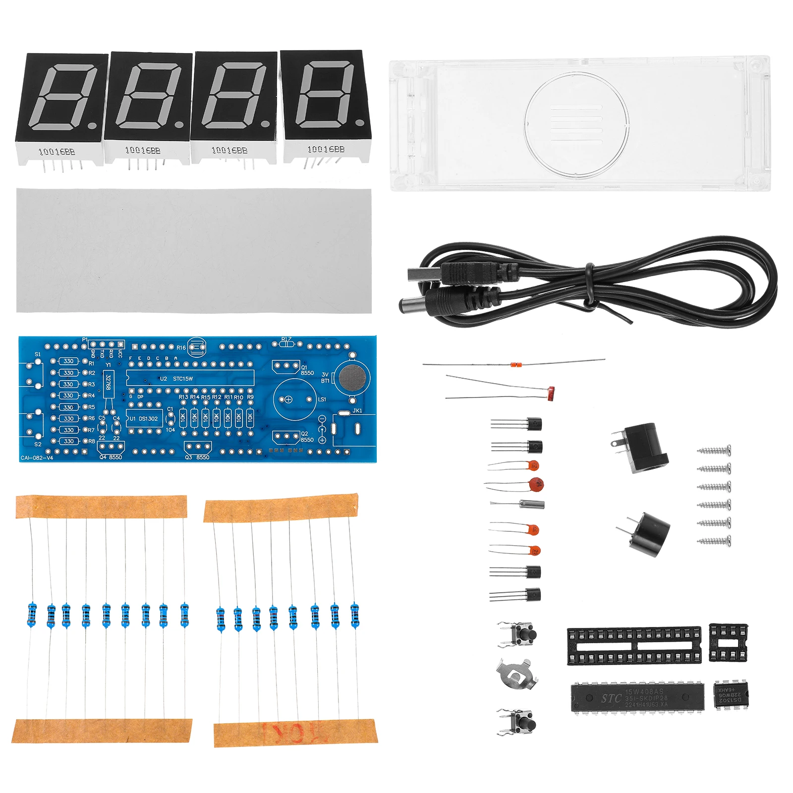 

Digital Clock Kit Single Chip Microcomputer Microchip SCM DIY Light Control LED Blue