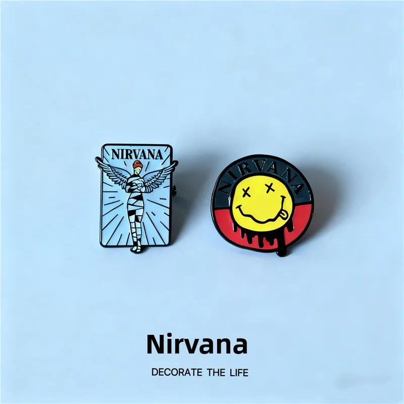 نيرفانا باند شعار موسيقى الروك شارة بدبوس كورت كوبين حقيبة الظهر التذكارية ملحق مادة سبيكة عملية مطرزة جديدة...