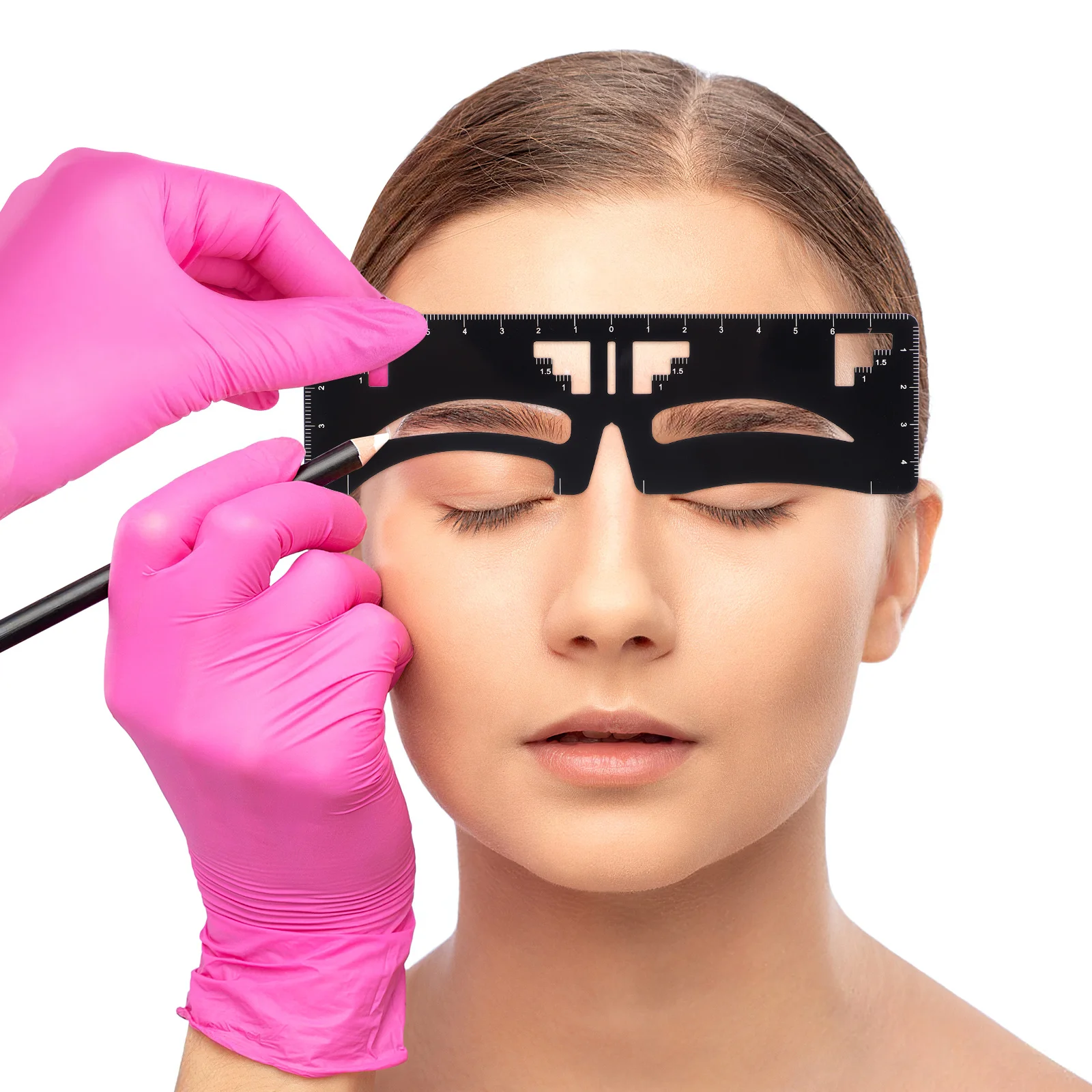 Régua para mulheres, modelador de sobrancelha reutilizável, ferramenta de maquiagem, fácil de usar, ajuste confortável, presente perfeito, desenho de sobrancelha