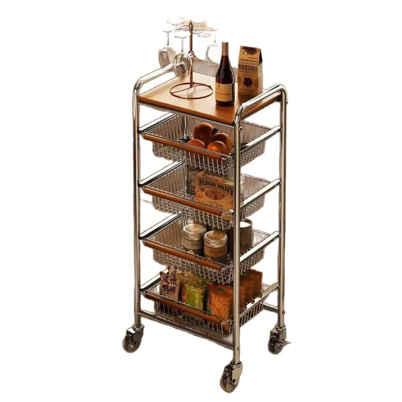 

trolley rack living room snacks mobile storage multi-layer kitchen vegetable basket floor