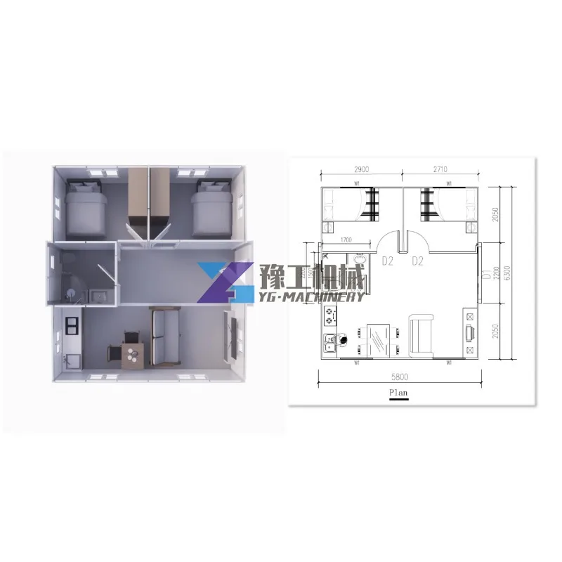 2 quartos pré-fabricados casas modulares cápsula casa edifícios de jardim