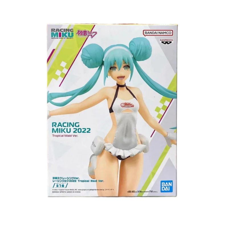 Bandai Figure Model Racing Hatsune Miku 2022 Tropical Maid Ver Anime Figures Toys Collectible Gift for Kids Genuine New Unopened