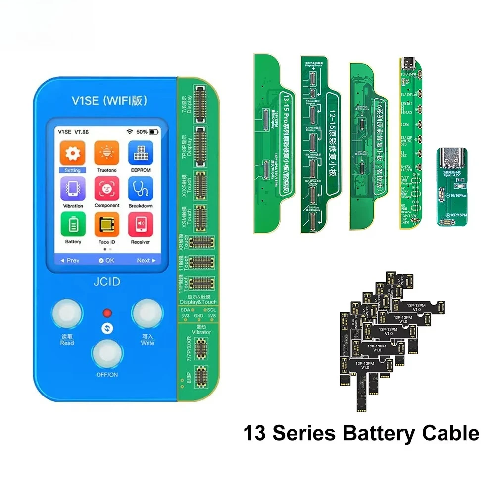JCID JC V1SE for IPHONE7 X XS Max 11 12 13 14 15 16PM True Tone Repair and Battery Repair Adaptor Write Programmer