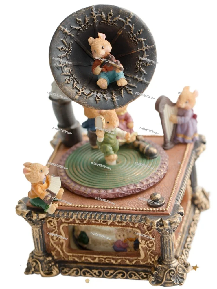 Retro Phonograph Music Box, Classical Ornament Gift