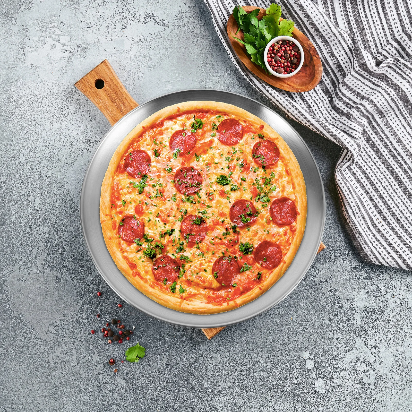 

2 Pcs Pizza Plate Non-stick Tray Bbq Serving Platter Metal Pan Nonstick Oven Large Round Baking