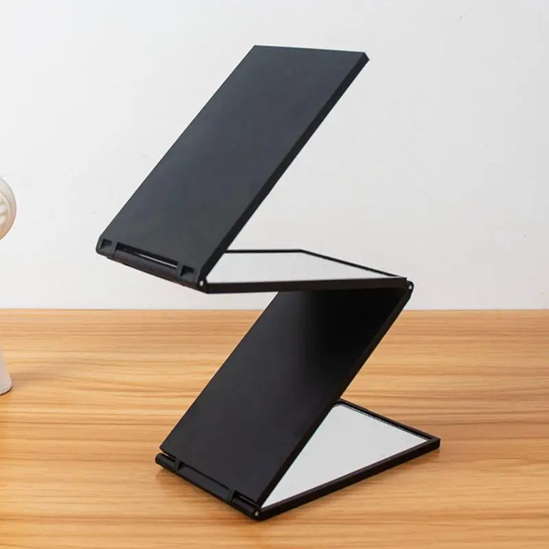 Specchio per trucco pieghevole portatile da tavolo multiangolo a 4 vie per strumenti di bellezza per specchio per trucco in vetro per taglio auto dei capelli