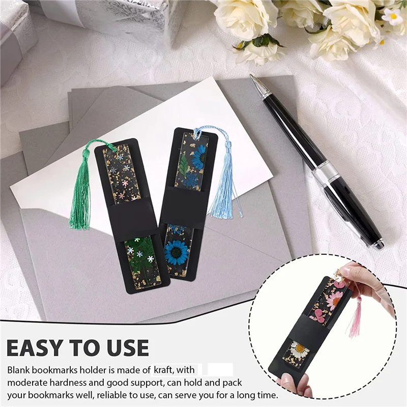 A13E-50 Pcs 수지 책갈피 홀더 5.9 X 1.8 인치 책갈피 포장용 크래프트 책갈피 슬리브