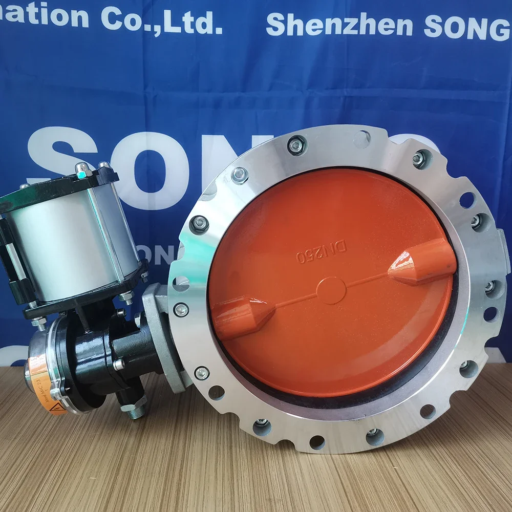 DN100 DN150 Aluminum alloy polyurethane pneumatic dust butterfly valve powder flange cement silo vfs butterfly valve