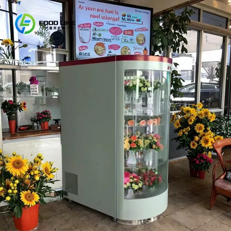 Customized Flower Vending Cart With Credit Card Payment Unmanned Shopping Machine No Workers Selling For Business Commercial Use
