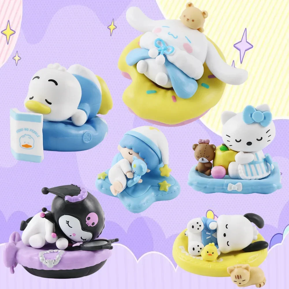 Figura de Hello Kitty Sanrio de 5Cm, My Melody, colección de acción Kawaii Kuromi, un conjunto de 6 materiales de Pvc, regalos para niños