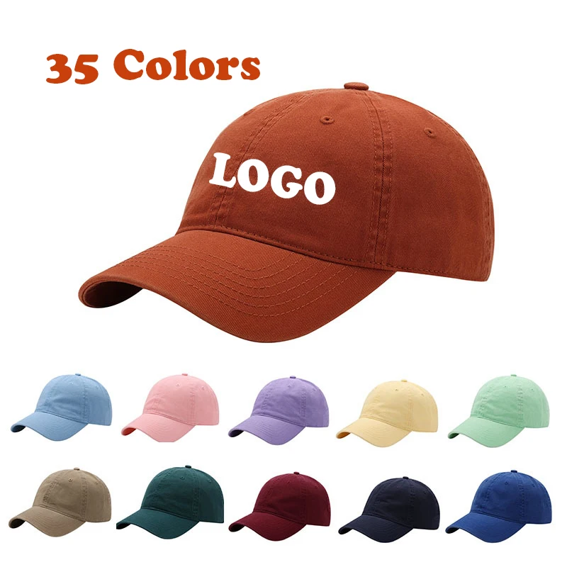 Outdoor 35 Colors Washed Cotton Baseball Cap Custom Logo Embroidery Duck Tongue Cap Breathable Sunscreen Sunshade Cap