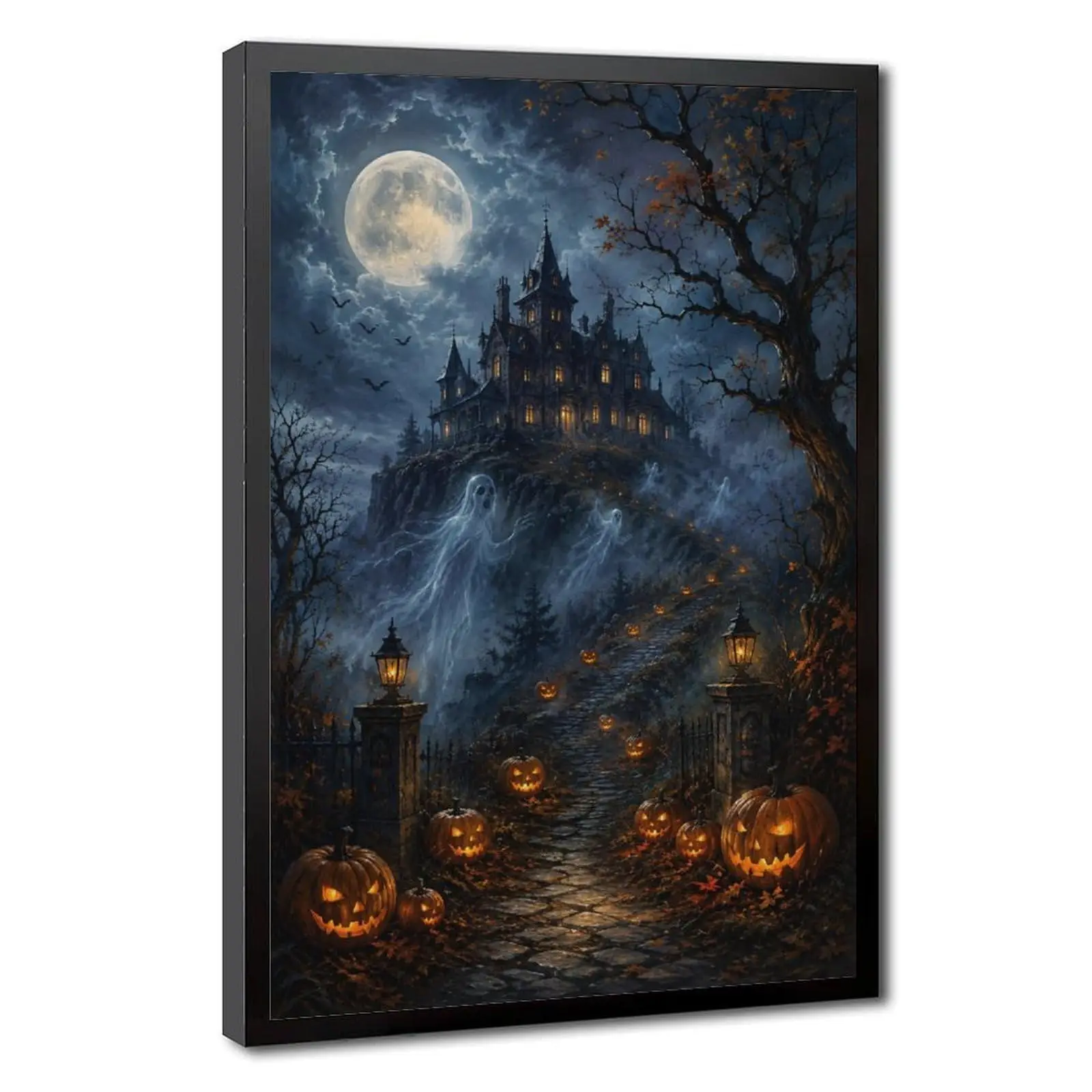 Ghost Haunted Mansion Cliff Pathway Halloween Art