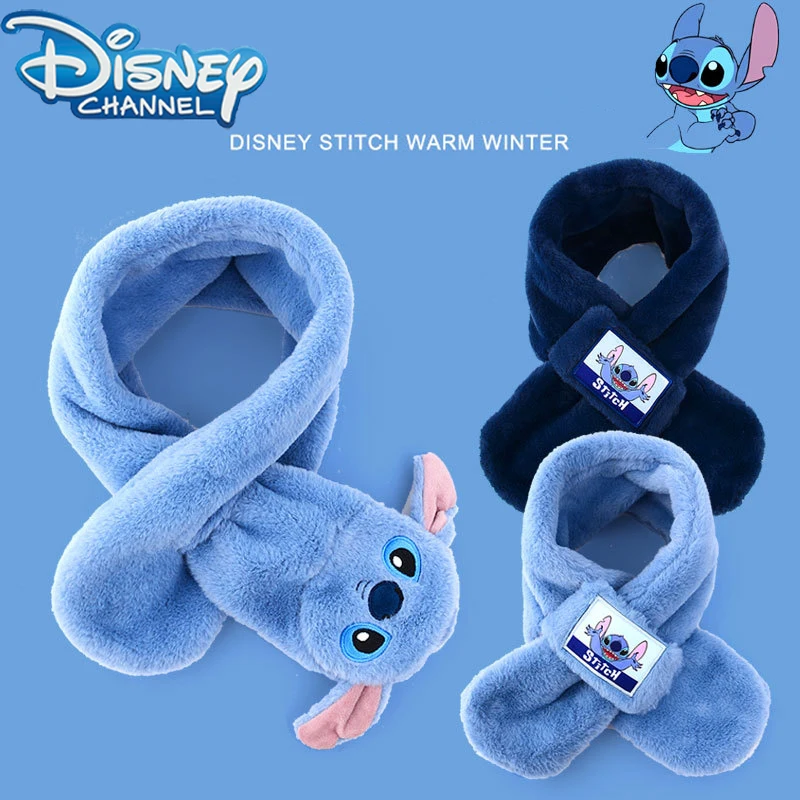 

Disney Anime Stitch Plush Scarf Winter Warm Scarf Cute Cartoon Boys' Cold Proof and Thick Velvet Neck Cover Holiday Gifts