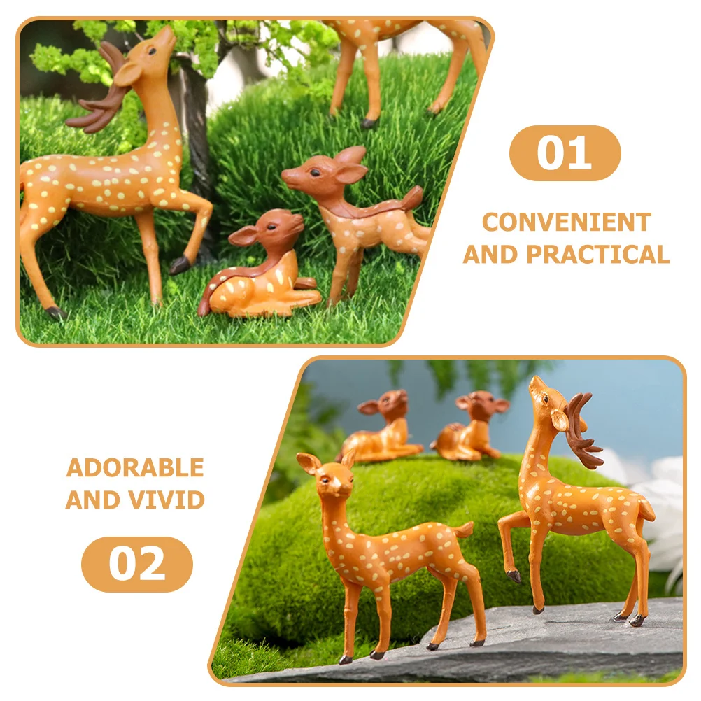 

12Pcs Miniature Deer Figure Resin Garden Decoration for Micro Landscape Terrarium DIY Home Decor Adorable Small Deer Statues