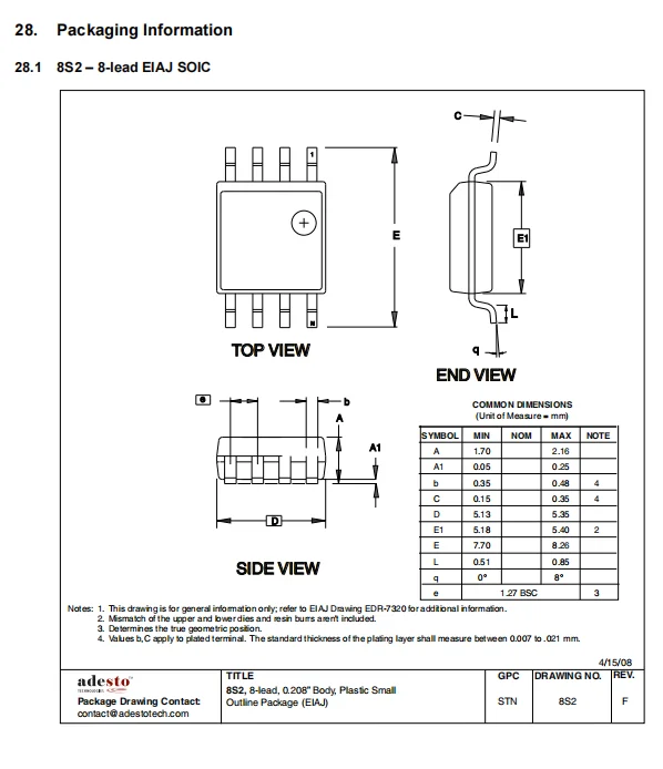 AT45DB641E-MHN-T 64-mbit dataflash (com extra 2-mbits), memória flash serial mínima de 1.7v spi