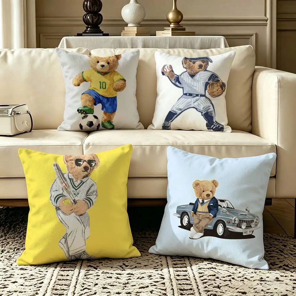 Cool b-Baron Filou Bear-R  Square Double-Sided printed Pillow Case Bedroom Bedside Pillow Sofa Cushion Cover