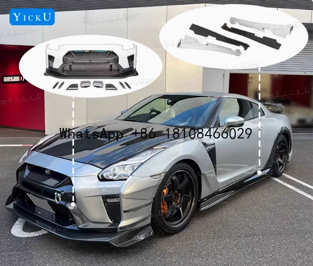 Body Kit for Nissan GTR R35 Upgrade V Style Front Bumper Rear Bumper Fenders Side Skirt Hood Spoiler Auto Part Half Carbon Fiber