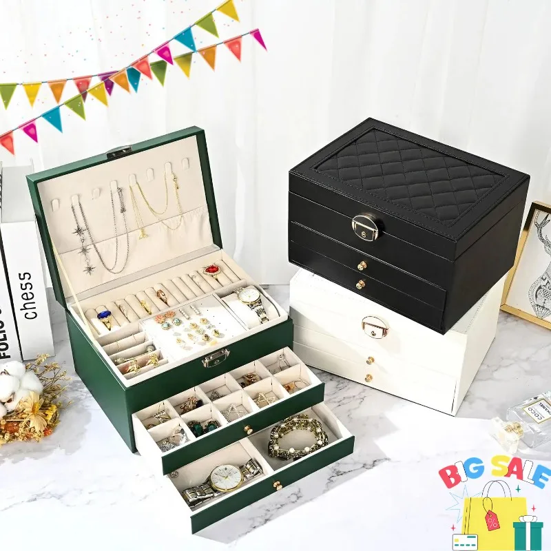 New High-end Multi-layer Drawer Style Jewelry Box Home Large Capacity Earring Storage Organizer Anti Oxidation