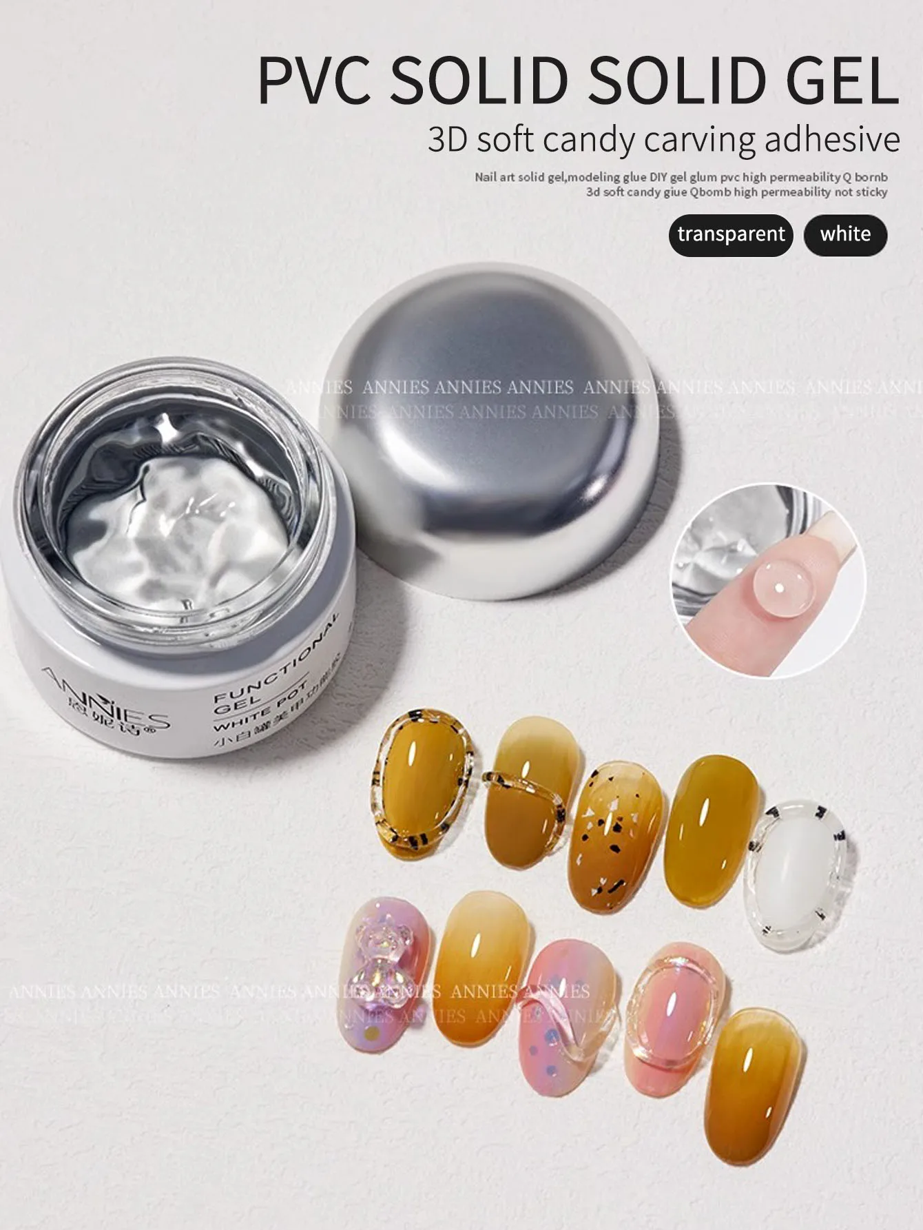 20g PVC Solid Gel 3D Fudge Carving Gel Nail Polish Soak Off Varnish Semi Permanent Uv Led Modeling Gel Transparent Glue