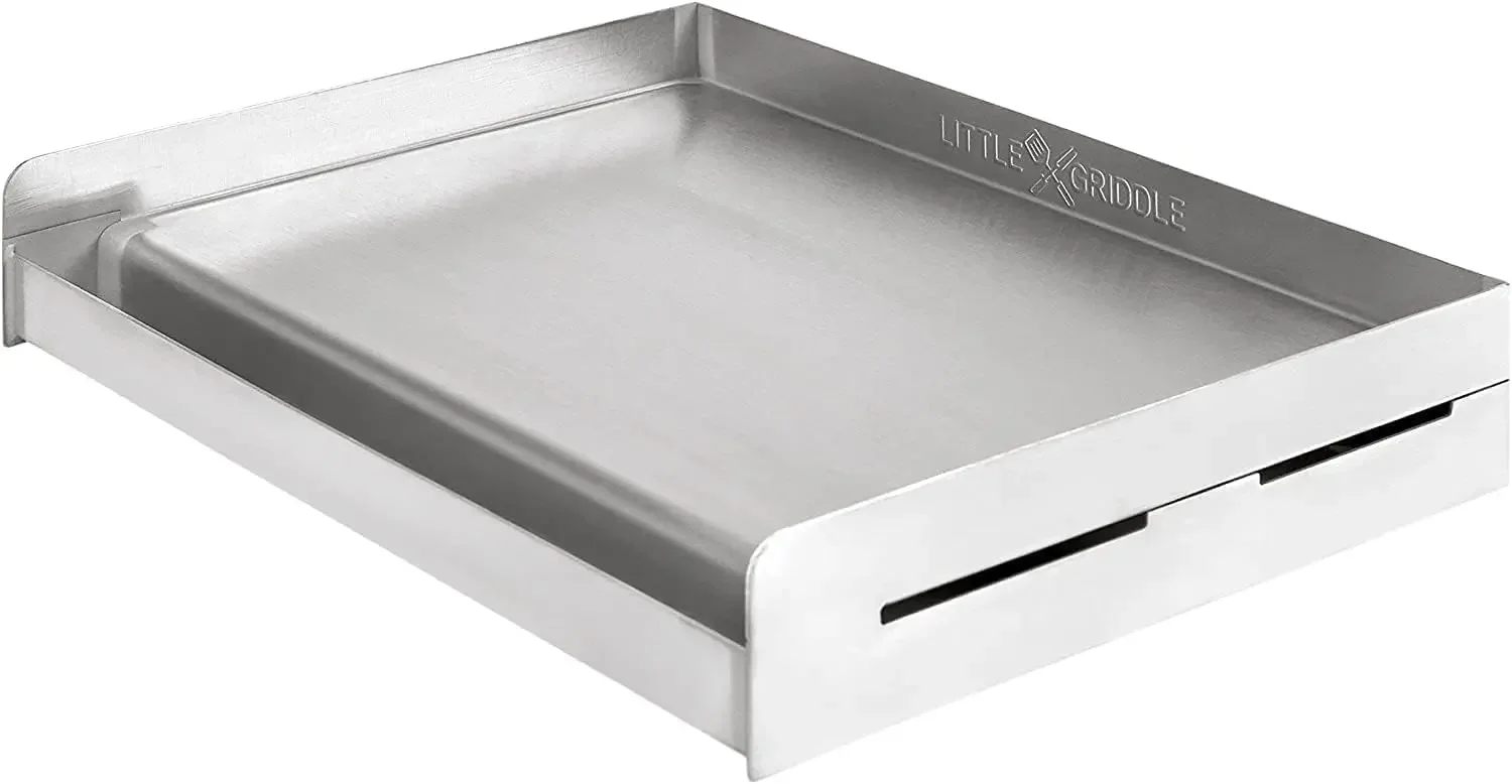 

LITTLE GRIDDLE Sizzle-Q SQ180 100% Stainless Steel Universal Griddle with Even Heating Cross Bracing for Charcoal/Gas Grills