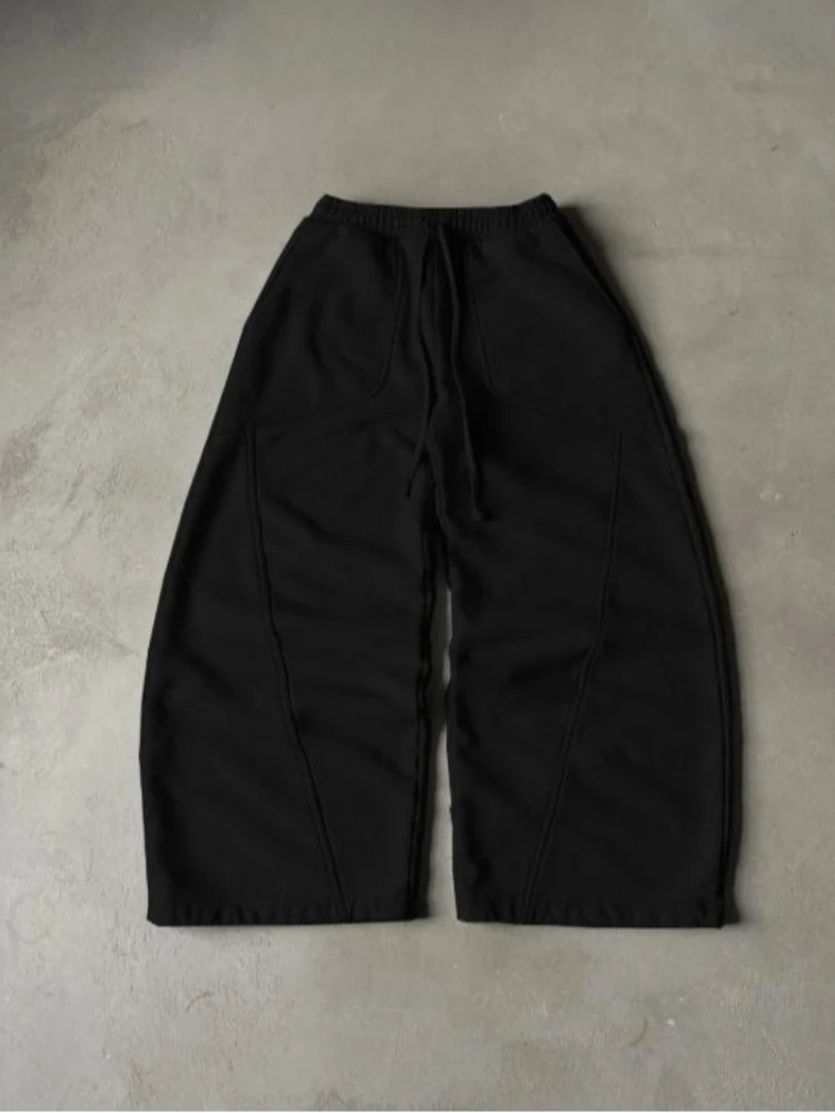 2025 Street Hip-hop Goth Harajuku Fashion Versatile Straight Wide-leg Pants Men American Retro Y2K Casual Loose Trousers