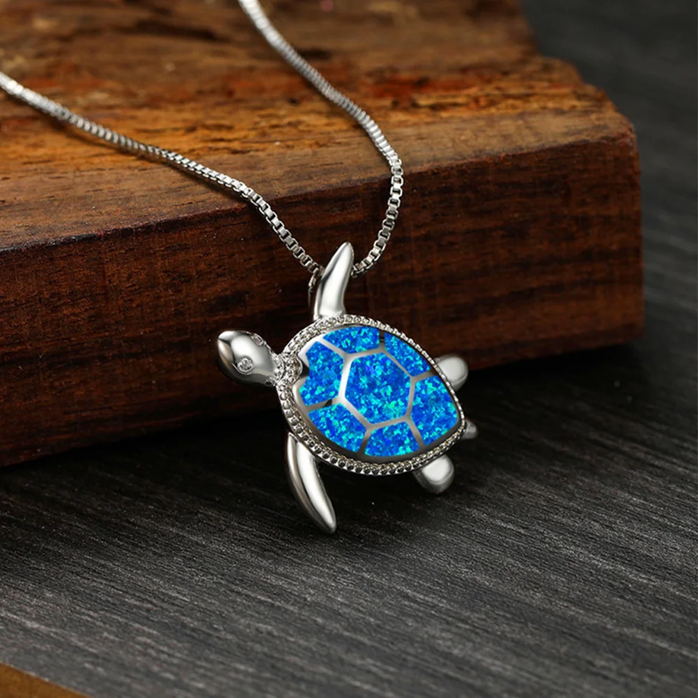 Locket Turtle Pendant Necklace Blue Fashionable Creative Sea Necklaces For Women Animal Charm Miss