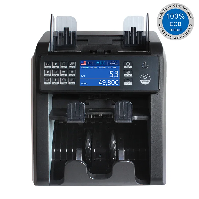 l Detector Machine Currency Sorter Contadoras Billetes Chuanwei 2 Pocket Bill Counter Mixed Denomination Money Value Counter Bil