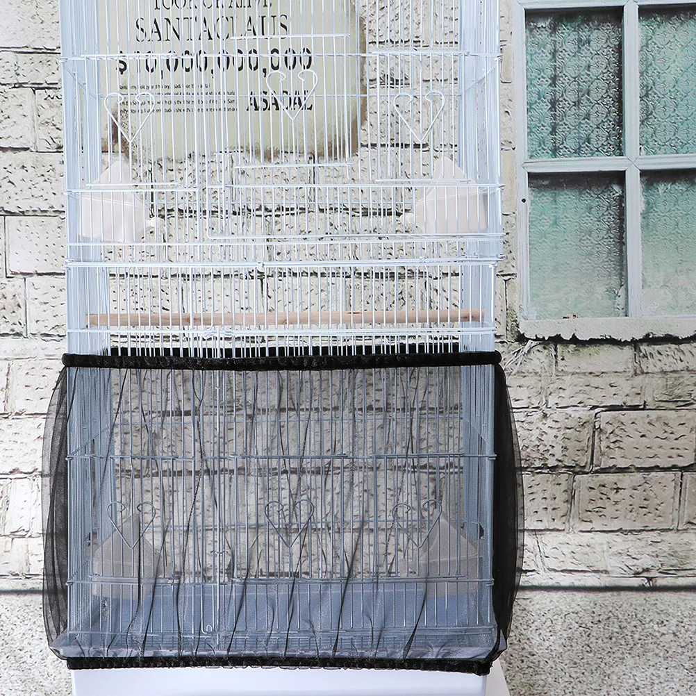 

Bird Cage Dust-proof Net Birdcage Cover Skirt Accessory Food Catcher Black Apron
