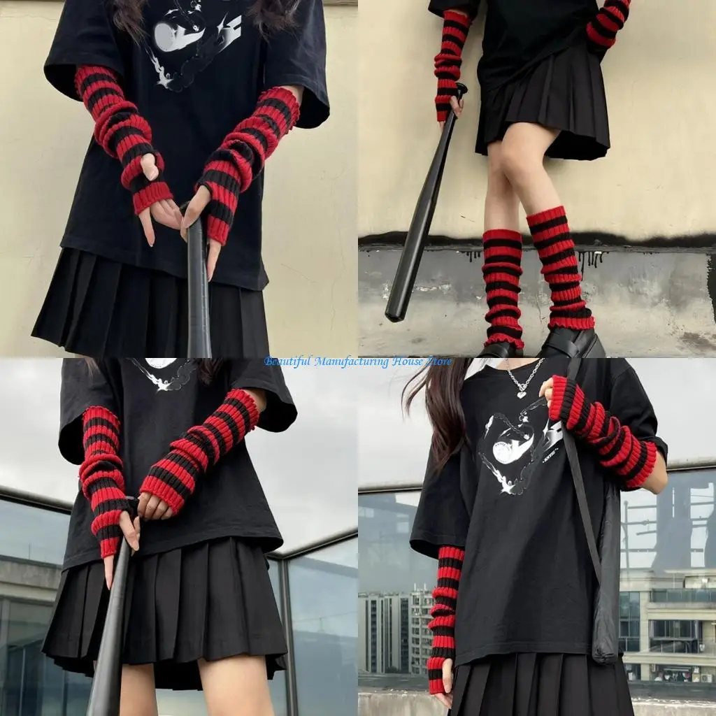 e56a-レディース-ニットアームレッグウォーマー-指なし手袋-親指穴手袋-ソフトで暖かいミトン-タイピング-運転-コスプレ用-長さ165インチ