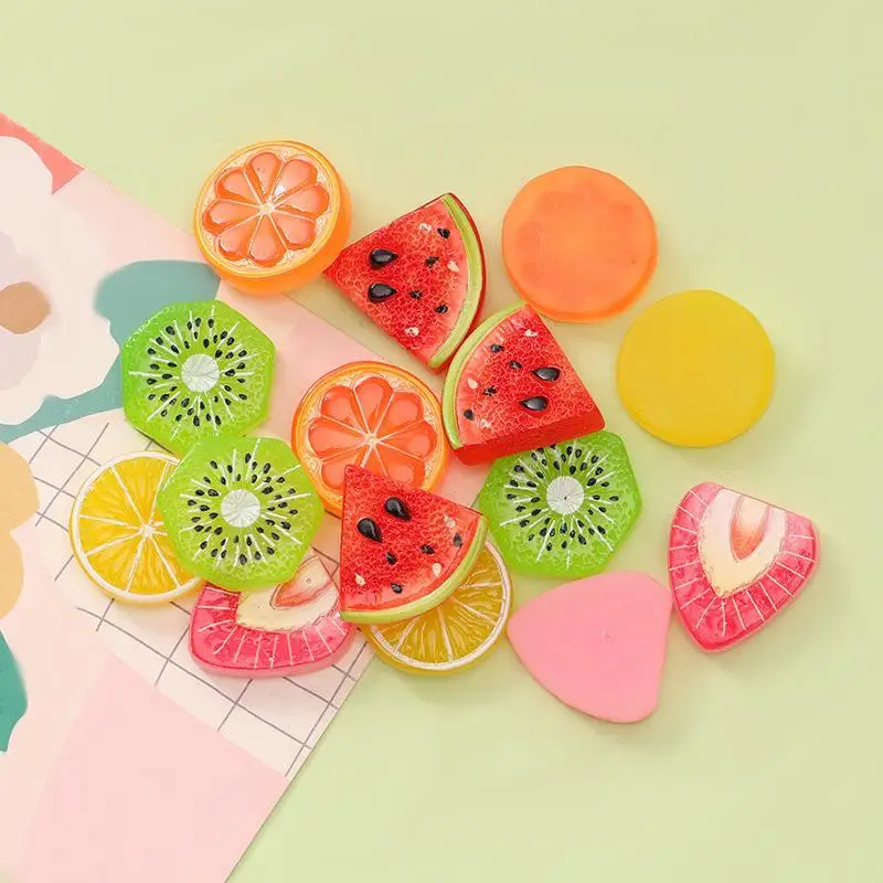 10 Stück Kunstharz-Mischfrüchte-Set: Erdbeere, Zitrone, Wassermelone, DIY-Scrapbook, Hochzeitsdekoration, Schmuckzubehör, Premium-Qualität, langlebig – Detail 4