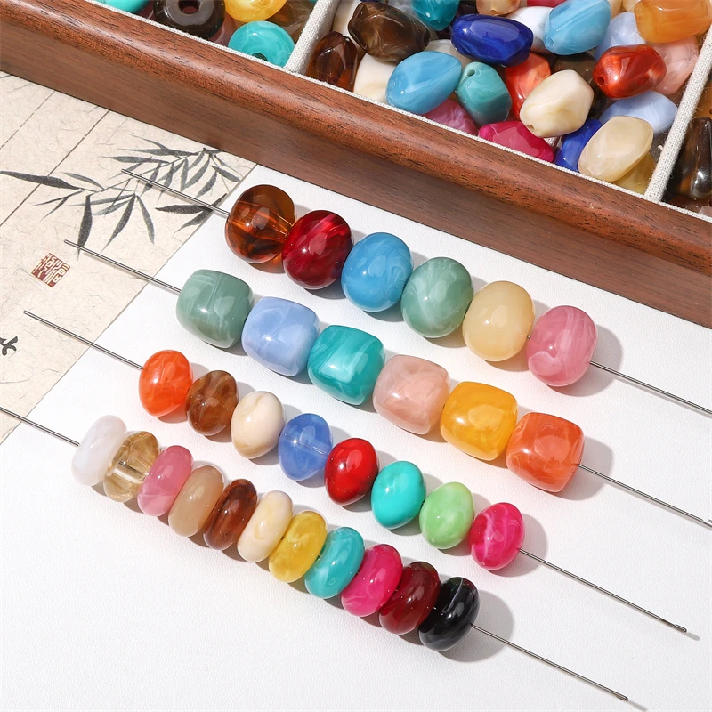 Two Tone Gradient Acrylic Jade Like Beads 8‑28mm Random Mixed Color Loose Beads For DIY Bracelet Pendant Jewelry Making Supplies
