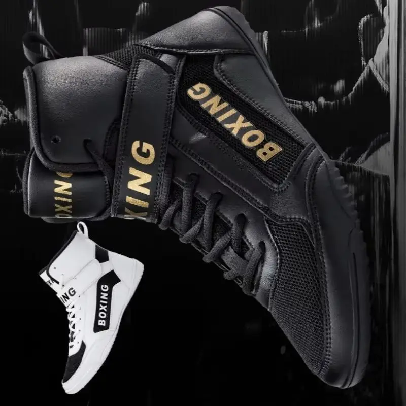 2026 New Trend Wrestling Boots for Men Anti-Slip Boxing Sneaker Man Mid-Top Fighting Shoes for Men Leather Gym Training Shoe Men