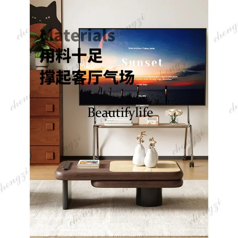L181  Modern simple solid wood foldable travertine coffee table living room home special-shaped creative medium and ancient styl