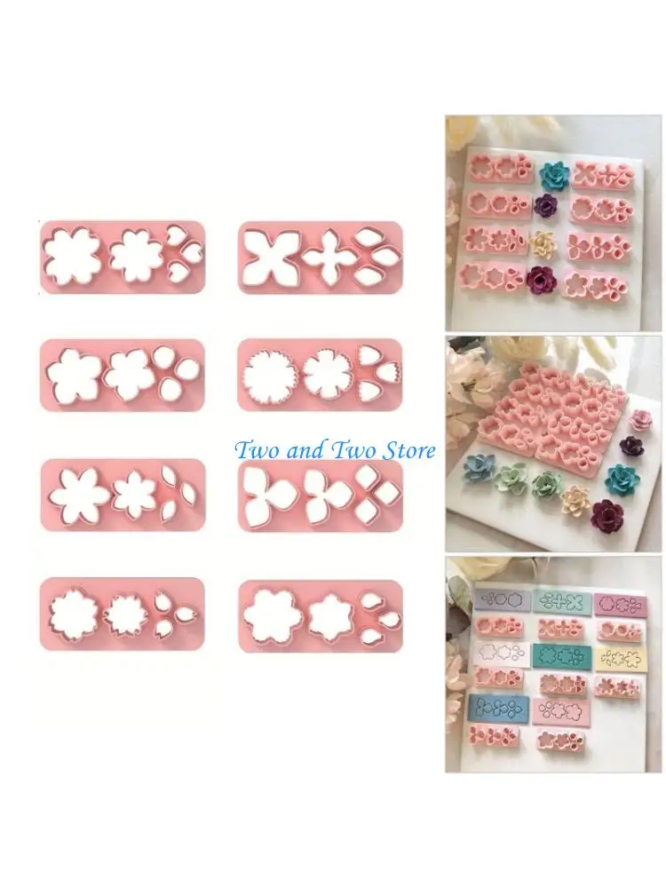 

HX6F 8pcs цветочные глиняные формы для серьги DIY