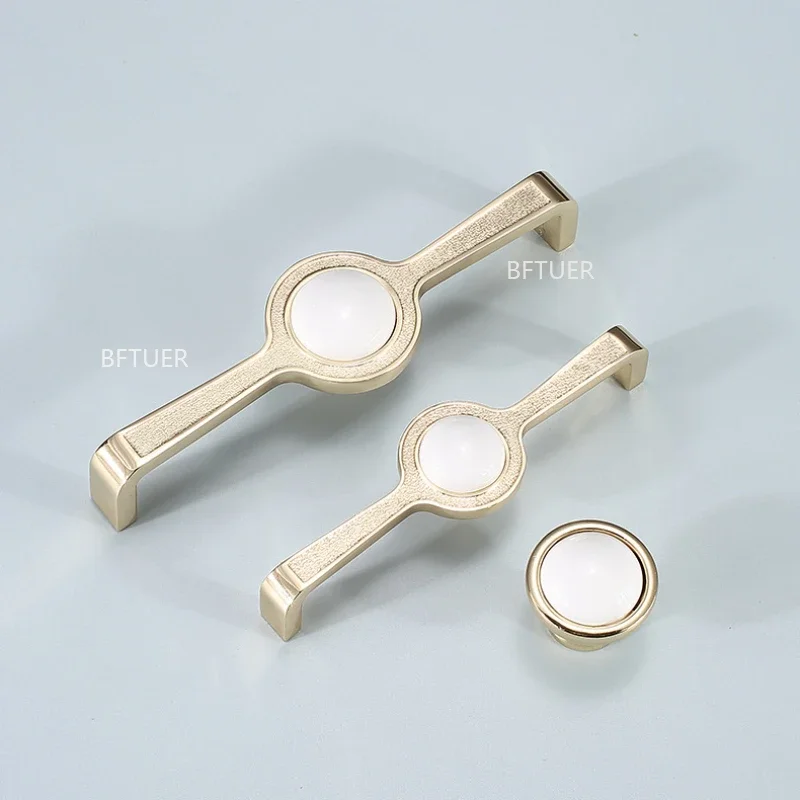 Gold White Ceramic Zinc Alloy Drawer Pulls Kitchen Furniture Handle Cabinet Handle Furniture Hardware Creamic Door Handles