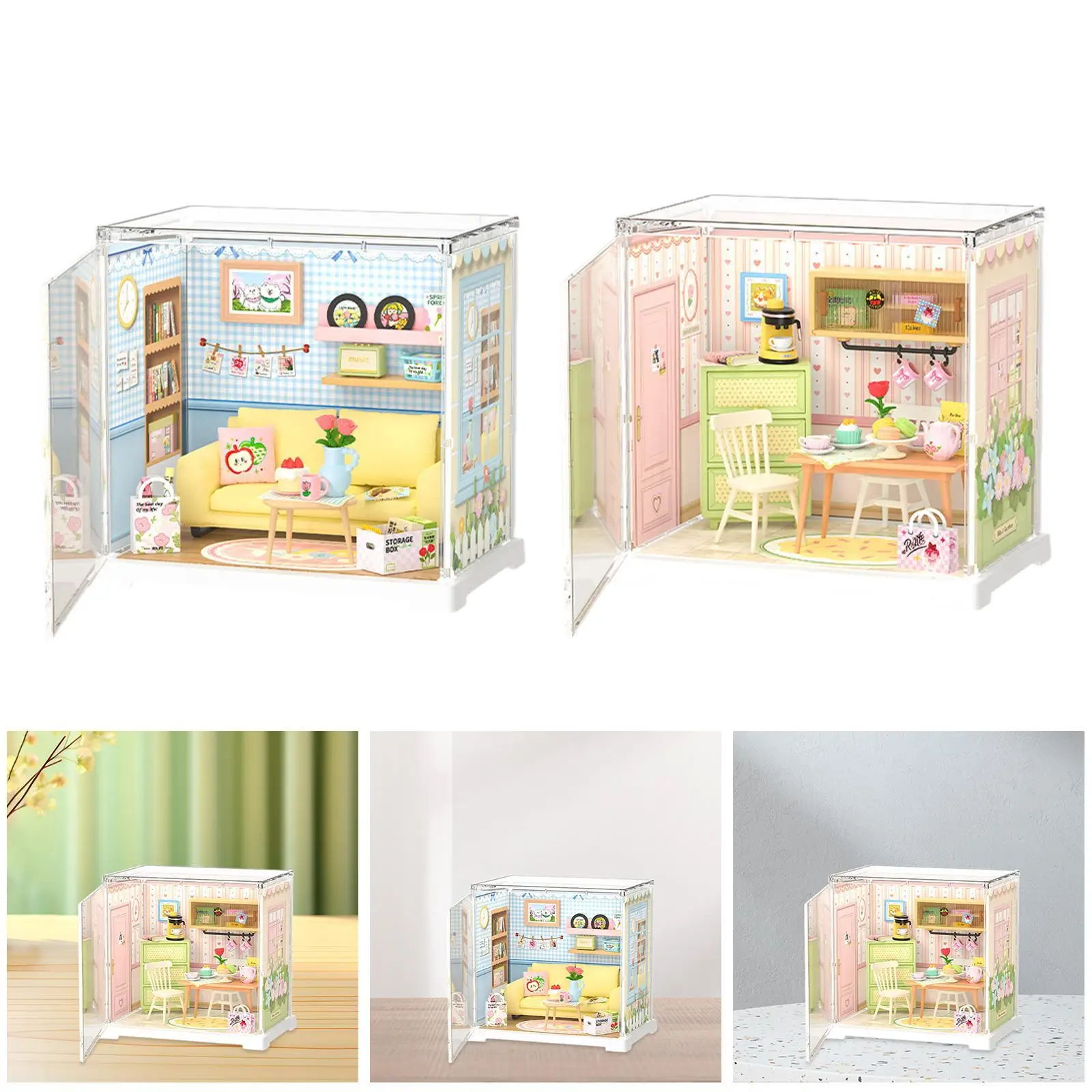 Casa de muñecas en miniatura DIY con muebles, casa de juguete artesanal, Kit de bloques de construcción, Mini modelo de casa para niños, niñas, amigos y niños